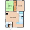 コスモレジデンス港B 2LDKの間取り