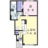 アンフレールA 1LDKの間取り