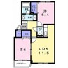 ラフレシール中道 2LDKの間取り