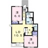 エルムプラシードA-7号館 2LDKの間取り
