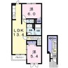 メゾンKT6号館 2LDKの間取り