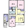 サンリット桔梗Ⅱ 3LDKの間取り