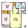 エクセルコート美原B 2LDKの間取り