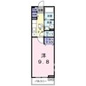 プラシード三宅 1Kの間取り