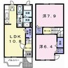 セレニティ薬師B 2LDKの間取り