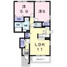 オアシス上ノ茶屋 2LDKの間取り