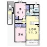 アベニール・フルール 2LDKの間取り