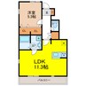 アルポルト姫路砥堀 1LDKの間取り
