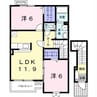 ラルジュ　フォンテーヌⅢ 2LDKの間取り