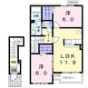 ラルジュ　フォンテーヌⅢ 2LDKの間取り