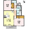 クオーレ早瀬 2LDKの間取り