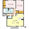 グランモア航　A棟 2LDKの間取り