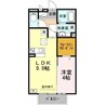 プレベール B棟 1LDKの間取り
