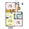 リュミエールｍ＆ｙB棟 2LDKの間取り