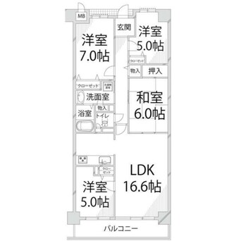 間取図 ロワイヤル岡田・手柄山公園