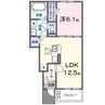 シャルマンヴィレッジ　B 1LDKの間取り