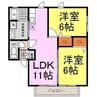 BIRD LAND たまで A・B棟 2LDKの間取り