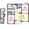 ラシュレ白浜 2LDKの間取り