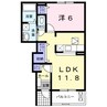 グランディアス　トシ 1LDKの間取り