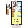 ピース北河原町B棟 1LDKの間取り