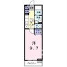 プラシード手柄Ⅱ 1Kの間取り