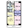 ラフォーレ東山 2LDKの間取り
