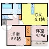 EVER LIFE東加古川 2DKの間取り