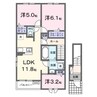 グランベッセルⅢ 2LDK+Sの間取り