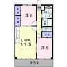 グランディオーズ 2LDKの間取り