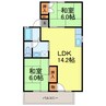 ハイツ・ラポールＢ棟 2LDKの間取り