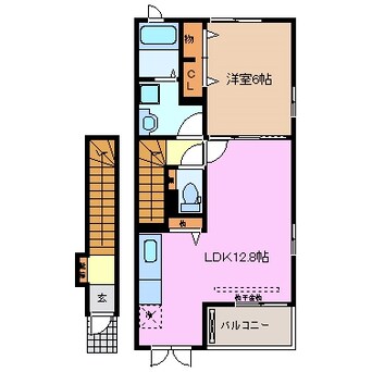 間取図 三岐鉄道北勢線/蓮花寺駅 徒歩8分 2階 築7年