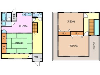 間取図 関西本線（東海）/長島駅 徒歩14分 1階 築40年