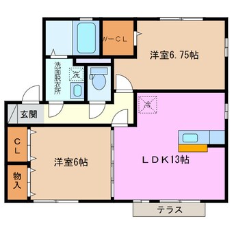 間取図 近鉄名古屋線/益生駅 徒歩22分 1階 築15年