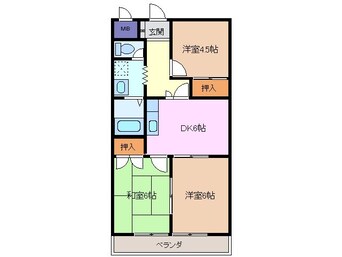 間取図 近鉄名古屋線/益生駅 徒歩22分 3階 築36年