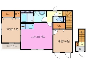 間取図 近鉄名古屋線/益生駅 徒歩57分 2階 築11年