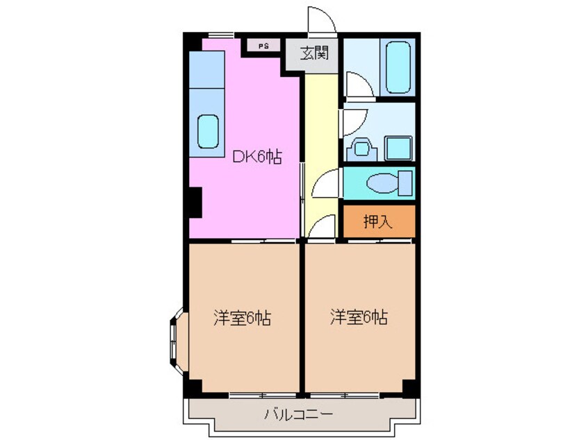 間取図 三岐鉄道北勢線/蓮花寺駅 徒歩10分 3階 築34年