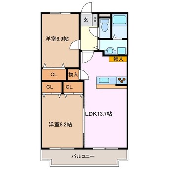 間取図 近鉄名古屋線/近鉄長島駅 徒歩13分 2階 築19年