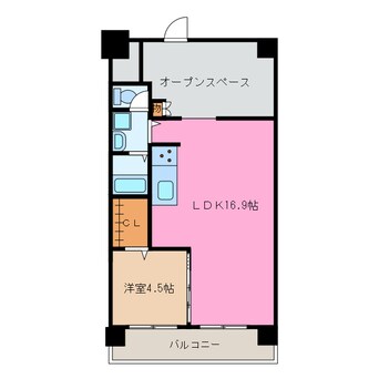 間取図 近鉄名古屋線/益生駅 徒歩22分 2階 築36年