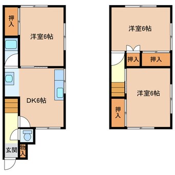 間取図 近鉄名古屋線/益生駅 徒歩22分 1階 築39年