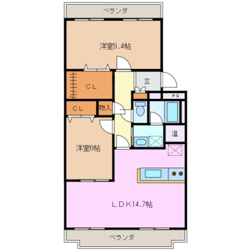 間取図 近鉄名古屋線/桑名駅 徒歩27分 2階 築23年