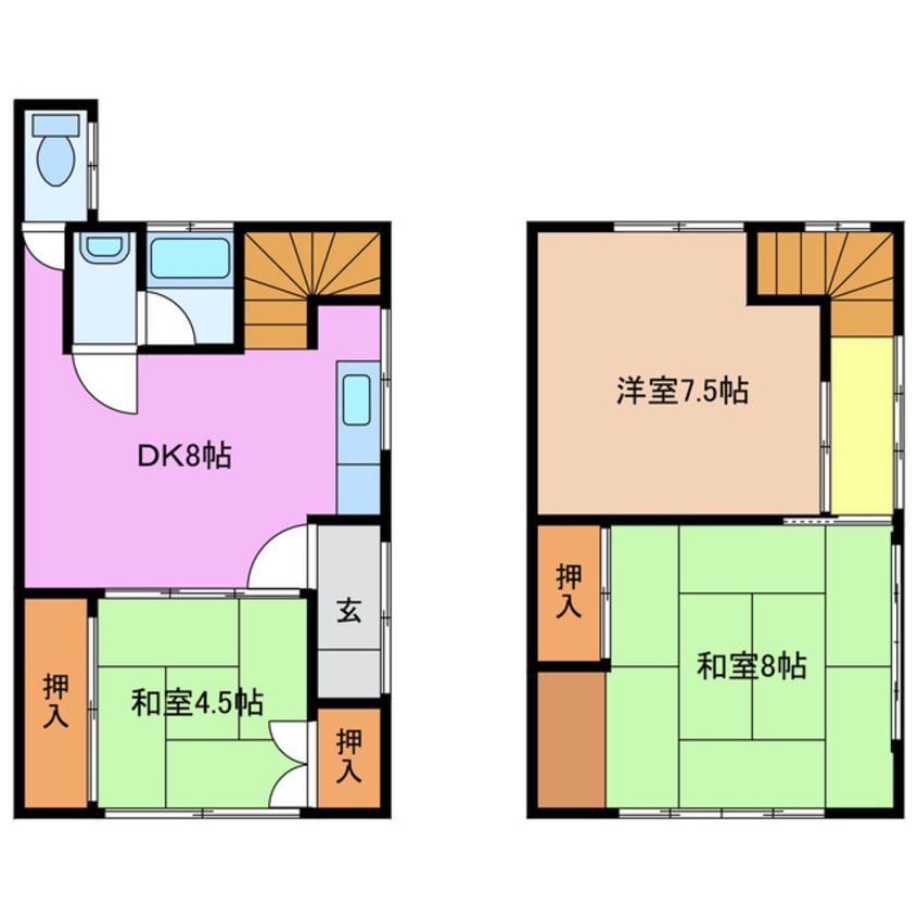 間取図 近鉄名古屋線/伊勢朝日駅 徒歩24分 1階 築36年