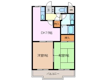 間取図 近鉄名古屋線/益生駅 徒歩8分 2階 築27年