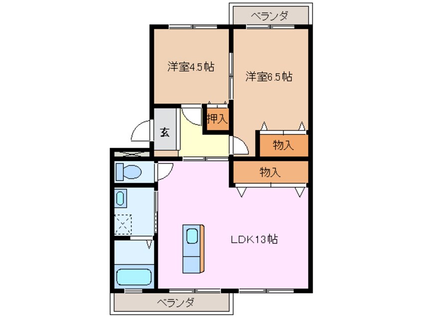 間取図 近鉄名古屋線/桑名駅 徒歩30分 3階 築42年