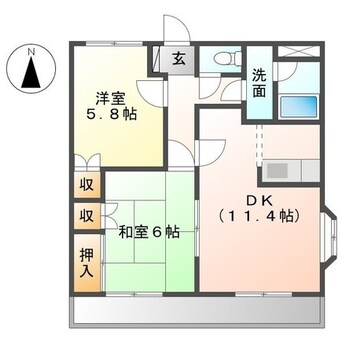 間取図 関西本線（東海）/桑名駅 徒歩25分 2階 築22年