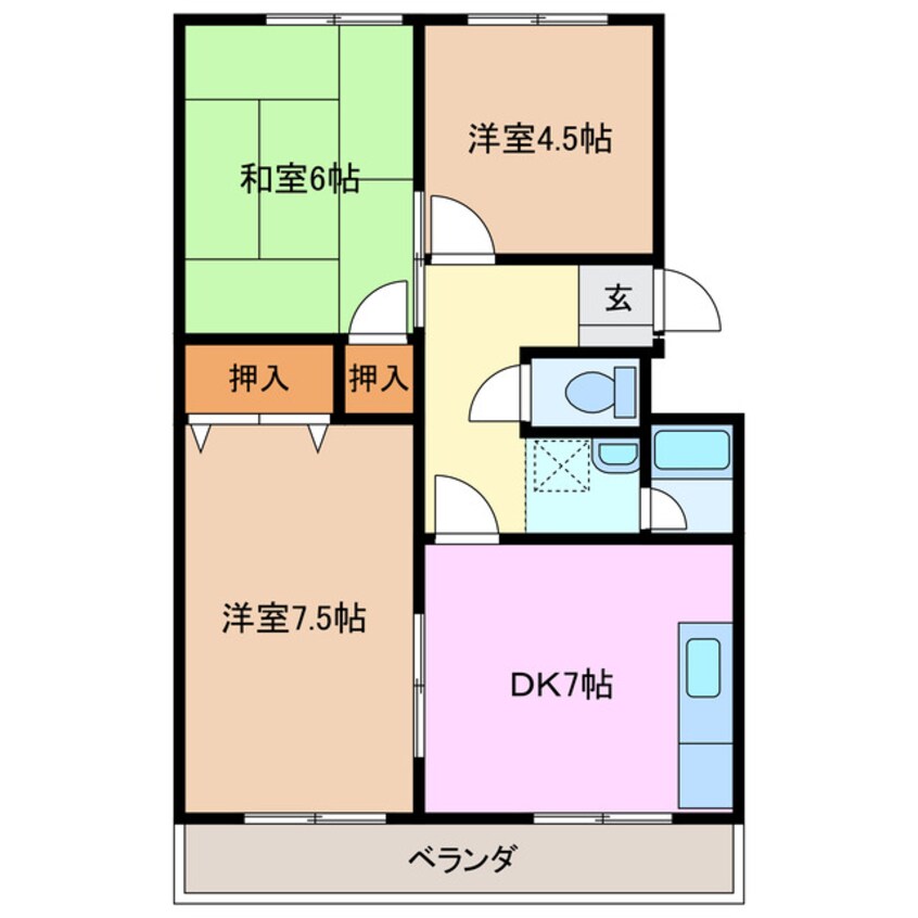 間取図 近鉄名古屋線/益生駅 徒歩19分 2階 築37年