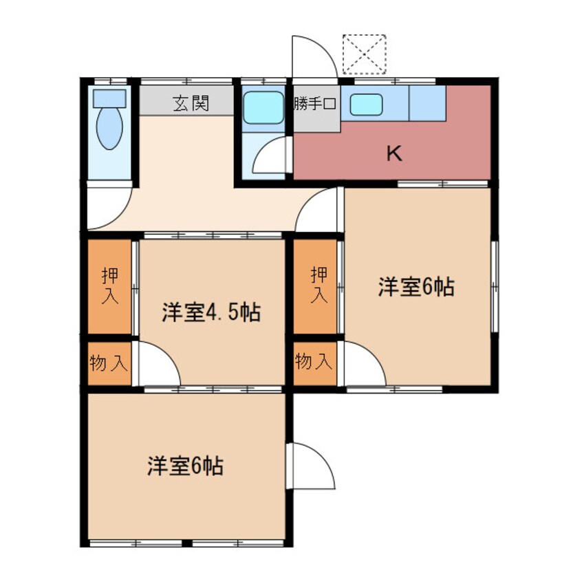 間取図 近鉄名古屋線/益生駅 徒歩25分 1階 築49年