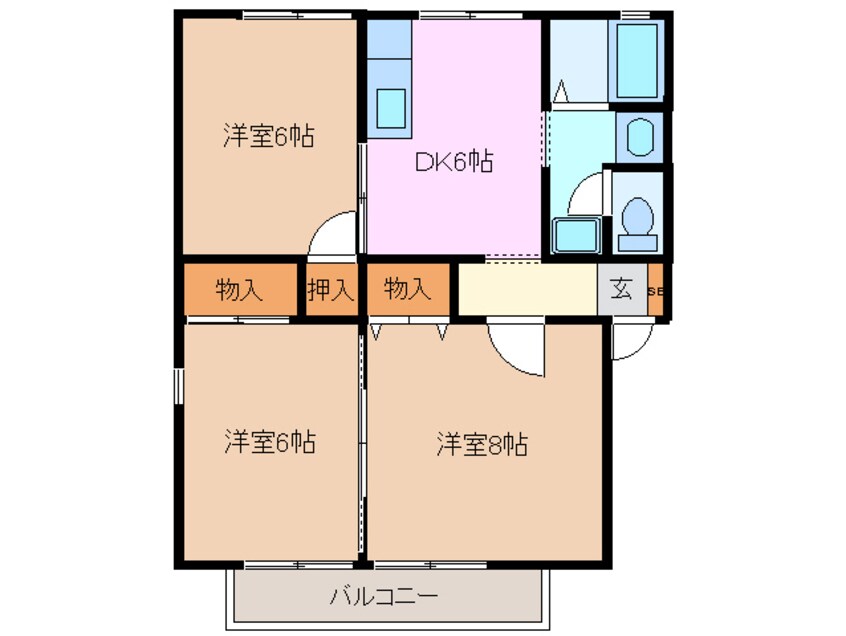 間取図 三岐鉄道北勢線/蓮花寺駅 徒歩27分 2階 築29年