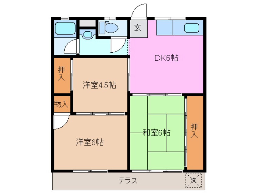 間取図 近鉄名古屋線/桑名駅 徒歩12分 1階 築49年