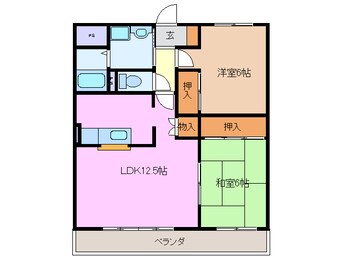 間取図 近鉄名古屋線/桑名駅 徒歩12分 2階 築26年