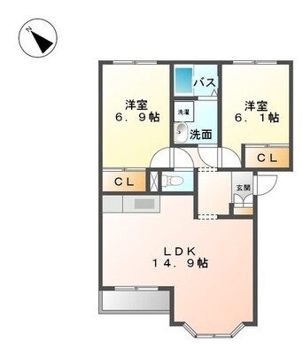 間取図 近鉄名古屋線/近鉄長島駅 徒歩8分 1階 築18年